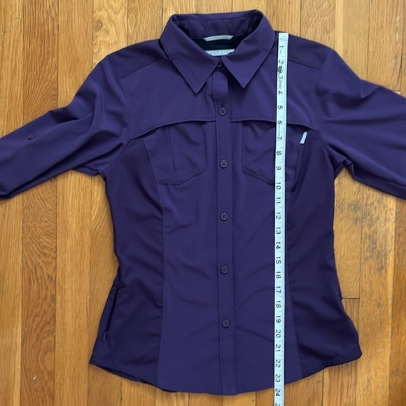 Columbia XS Omni-Shade Sun Protection Sunshirt Deep Purple Button Down Top - Picture 12 of 15